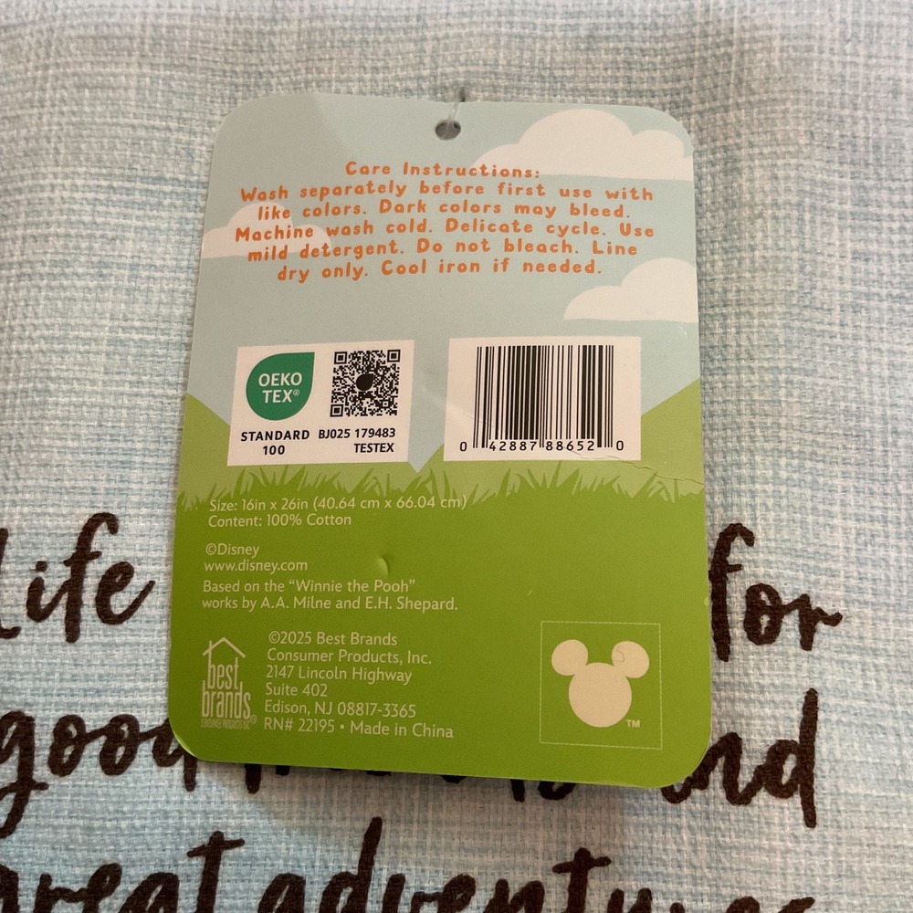 Disney Winnie the Pooh Kitchen Towels Set of 2 Blue Pooh Piglet Tigger New - Picture 3 of 3